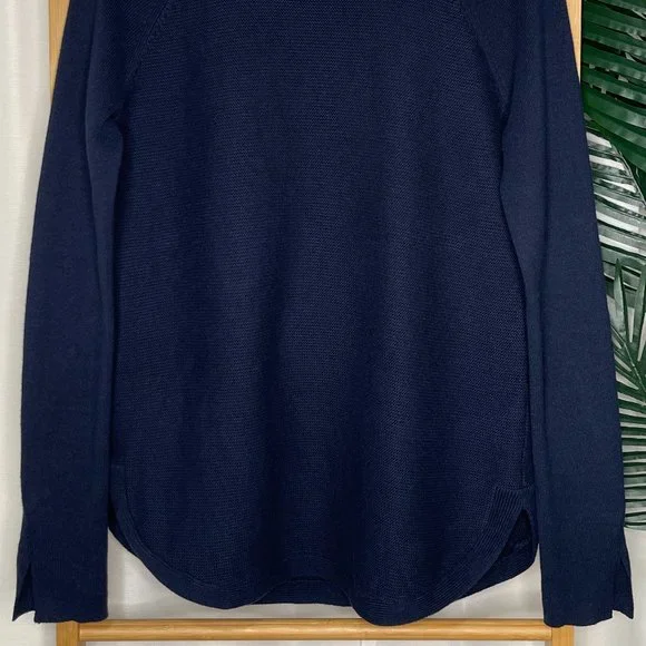SOLD Witchery Blue Raglan Sleeve Knit Jumper Size S Cotton Wool Cashmere Long - Picture 7 of 11